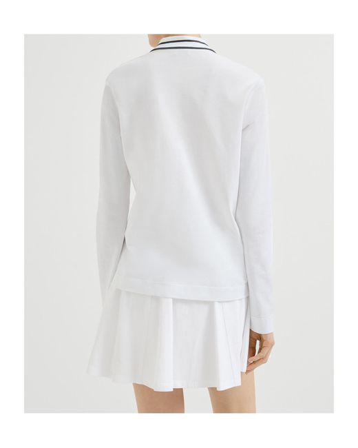 Brunello Cucinelli White Stretch Cotton Piqué Polo Shirt With Logo