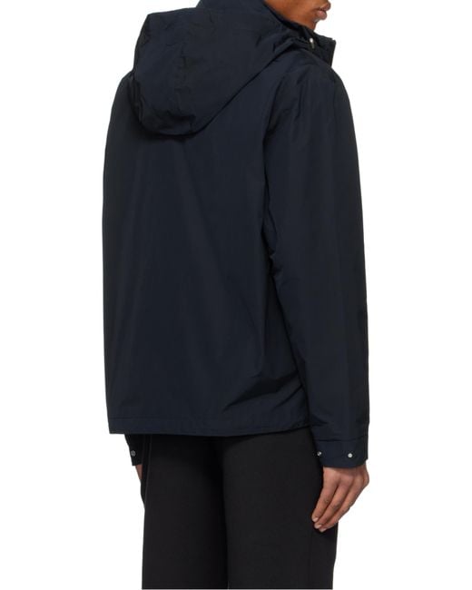 Moncler Blue Lacha Zip-Up Hooded Windbreaker for men