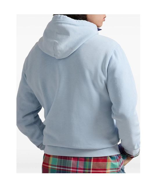 Ralph Lauren Blue Polo Logo Hooded Sweater for men