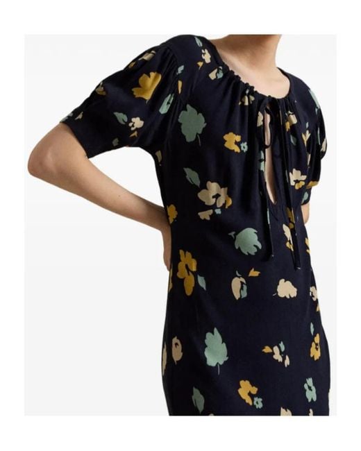Polo Ralph Lauren Black Floral Keyhole Midi Dress