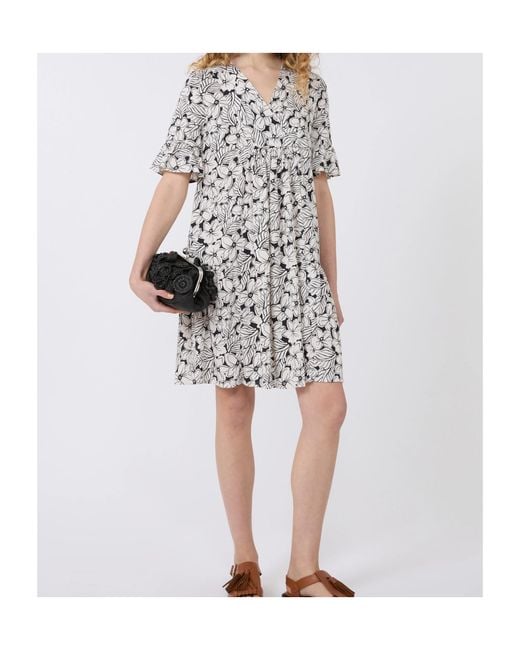 Weekend by Maxmara White Fuoco Floral Printed V-Neck Dress