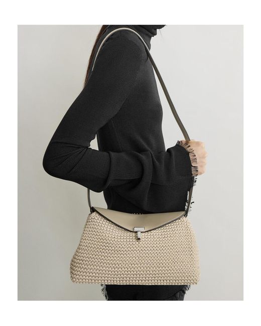 Totême  Natural Twist-Lock Fastening Leather Clutch Bag