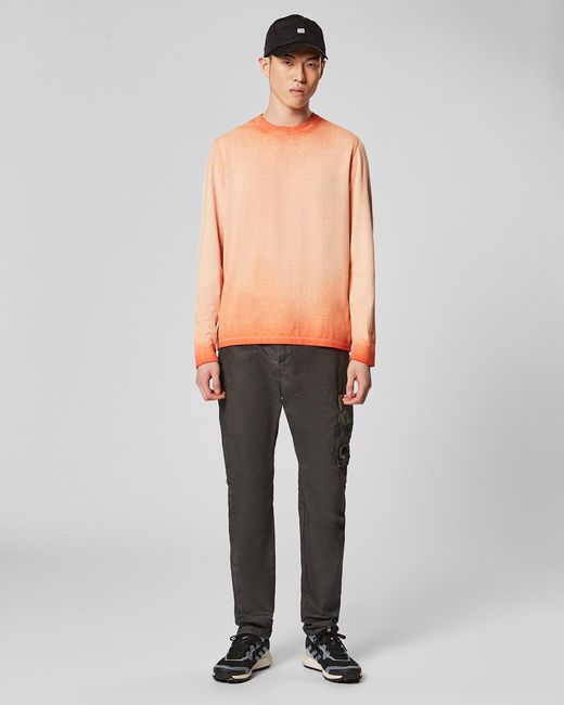C P Company Orange Logo Round-Neck Pullover for men