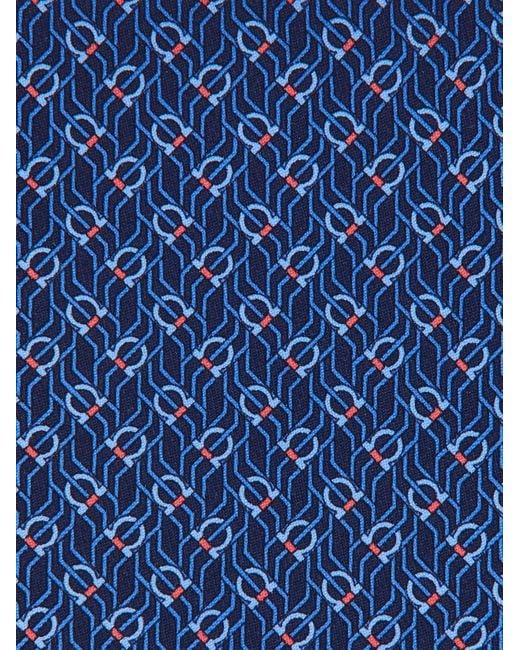 Ferragamo Blue Ferragamo Tetris-Printed Pointed-Tip Tie for men