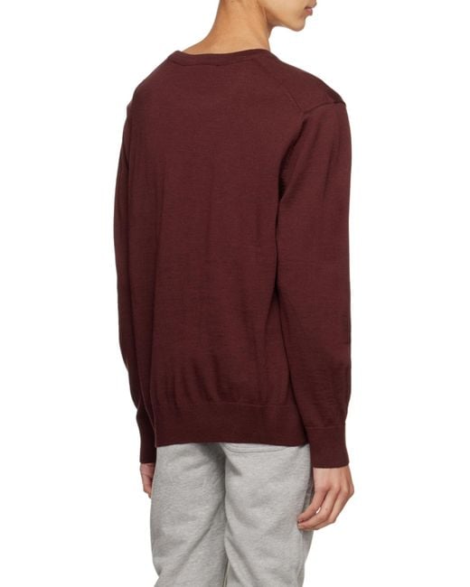 Maison Kitsuné Red Logo Crew-Neck Jumper for men