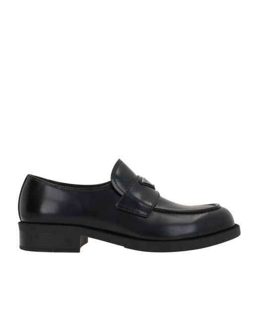 Prada Black Triangle-Logo Slip-On Loafers for men