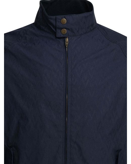Valentino Blue Zip-Up High Neck Jacket for men