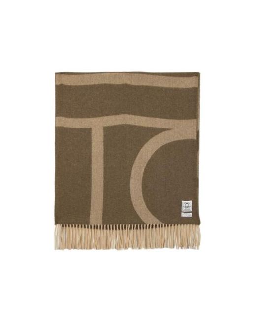 Totême Natural Totême Monogram Jacquard Fringed Scarf