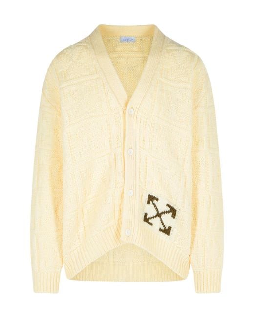 Off-White c/o Virgil Abloh Natural Arrow Stitch Knit Cardigan for men