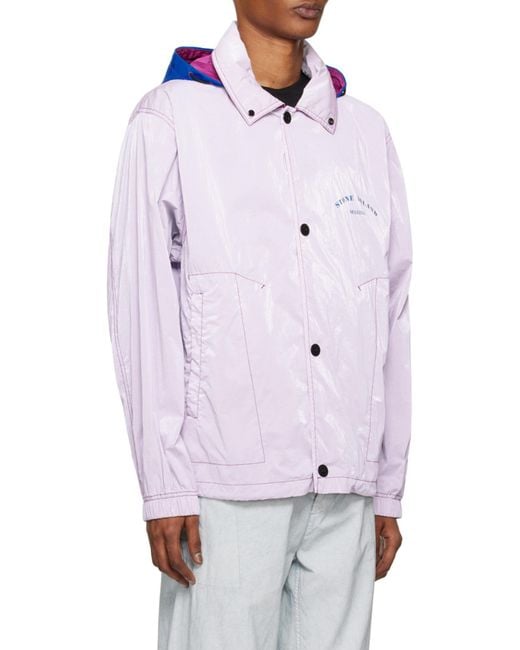 Stone Island Blue Marina Logo-Print Hooded Jacket for men