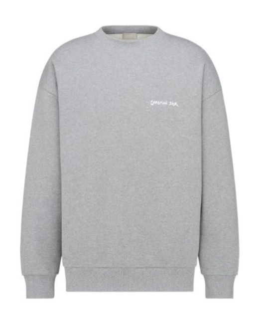 Dior Gray Christian Tag Sweatshirt, Oversized-Fit for men