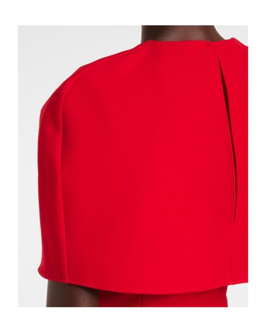 Roland Mouret Red Caped Midi Dress