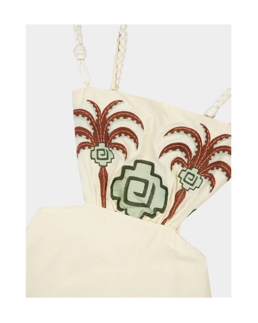 Johanna Ortiz Metallic Tributaries Palm-Tree Embroidered Cut-Out Maxi Dress