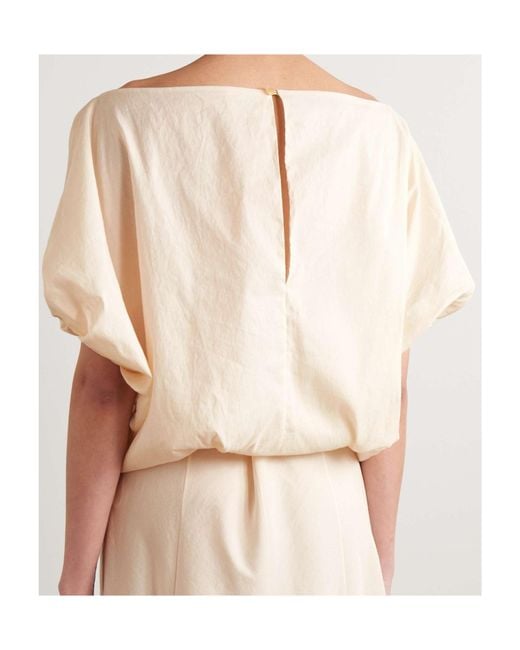 Khaite Natural Niles Cap-Sleeved Top