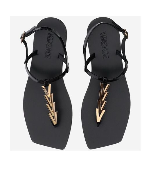 Versace White V-Chain Square-Toe Sandals