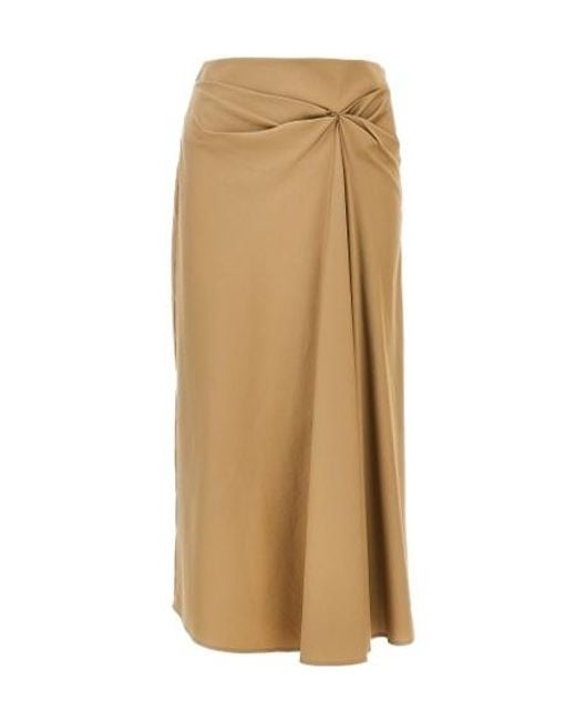 Max Mara Natural Mxmpaggi Knot-Detail Column Midi Skirt