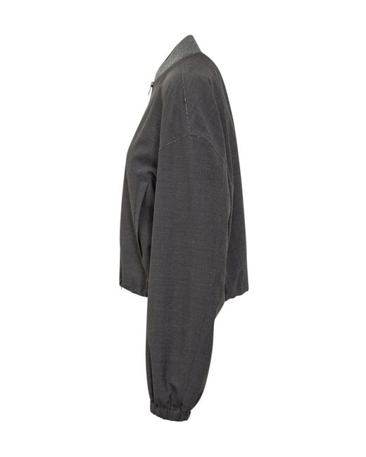 Fabiana Filippi Black Bead Embellished Zipped Cropped Jacket