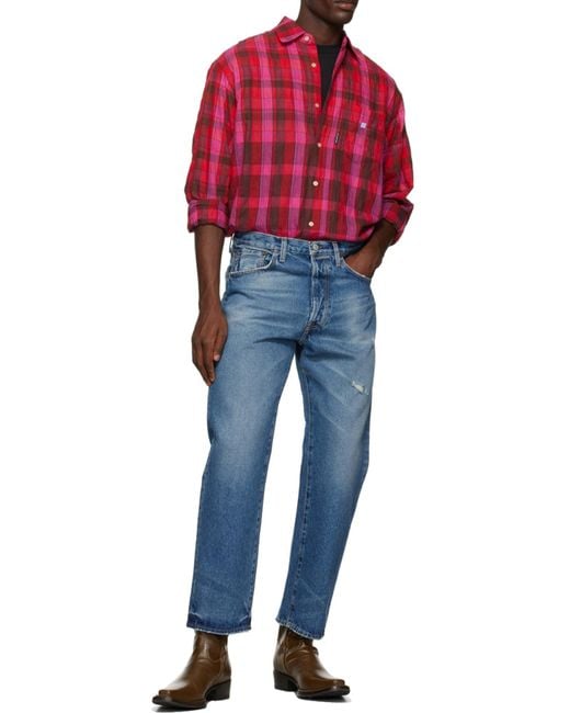 Acne Blue Distressed Relaxed Fit Jeans for men
