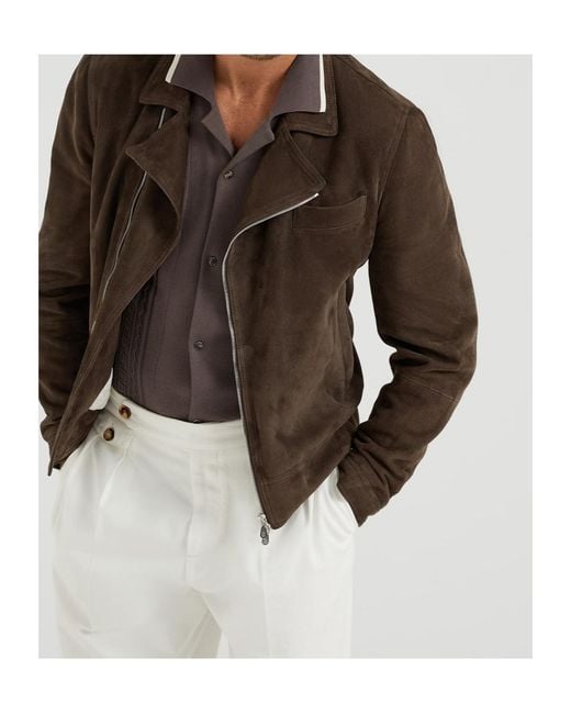 Brunello Cucinelli Gray Short-Sleeved Knitted Polo Shirt for men