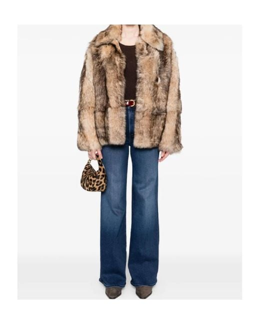 P.A.R.O.S.H. Brown Fur Leather Jacket