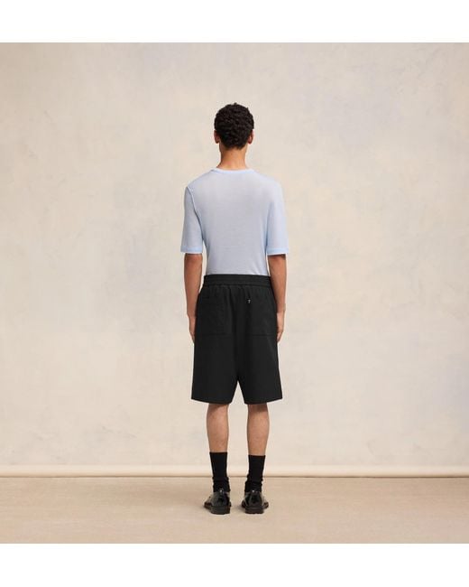 AMI Black Logo Plaque Bermuda Shorts for men