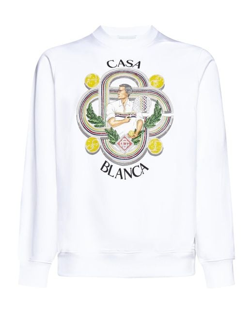 Casablanca White Le Joueur Crewneck Sweatshirt for men