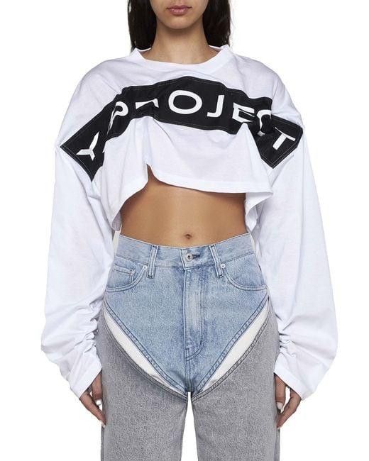 Y. Project Black Logo Detailed Cropped Top