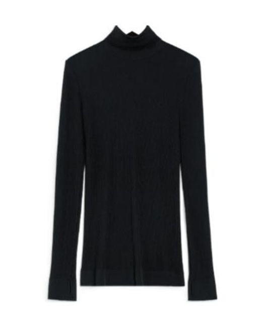 Lemaire Black Seamles Sleeves High Nk Top