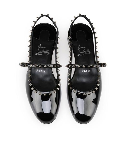 Christian Louboutin Black Sweet Janispikes Slingback Ballerinas