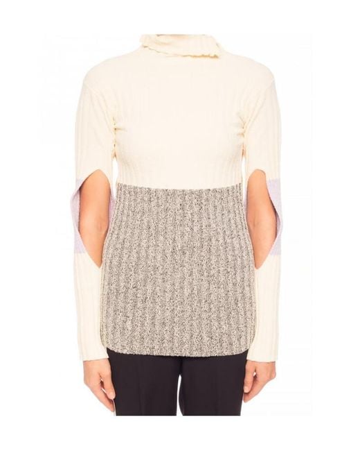 Moncler White Color-Matching Hole-Digging Pullover