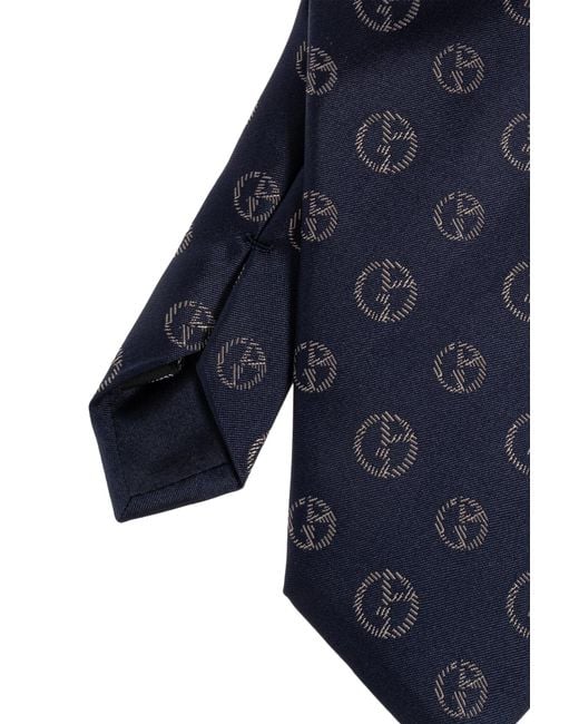 Giorgio Armani Blue Pattern-Jacquard Tie for men