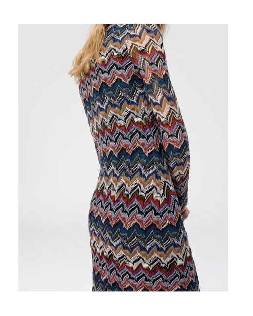 Missoni Multicolor Geometric-Pattern Long-Sleeve Dress