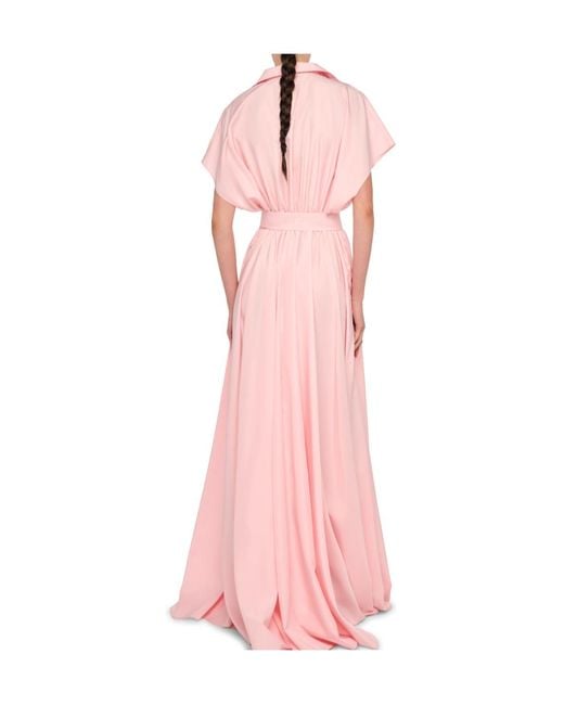 Norma Kamali Pink Super Os Sleeveless Bf Nk Shirt Flared Gown