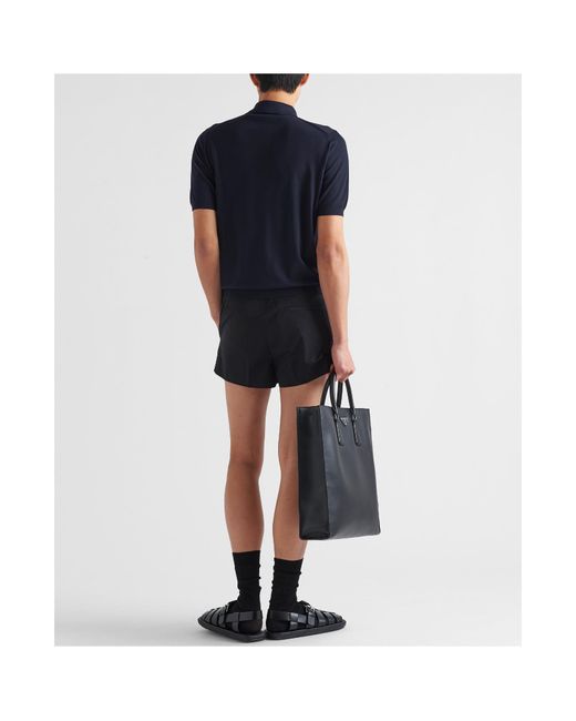 Prada Blue Knitted Polo Shirt for men