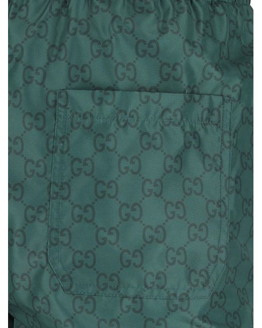 Gucci Green Monogrammed Drawstring Swimwear for men
