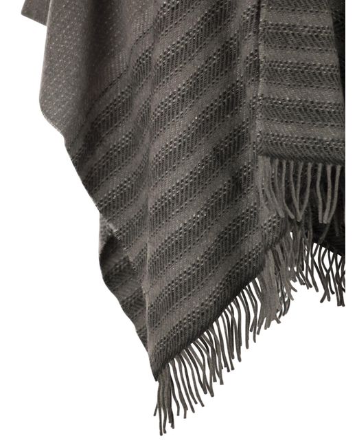 Peserico Gray Lurex Fringe Cape
