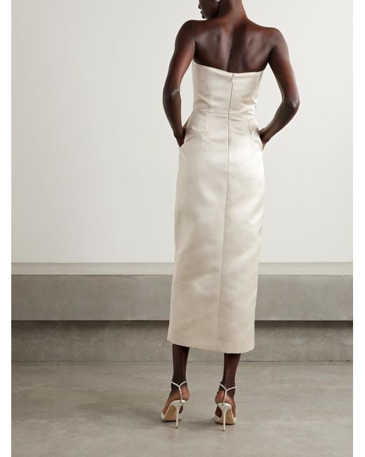 Emilia Wickstead White Strapless Midi Dress