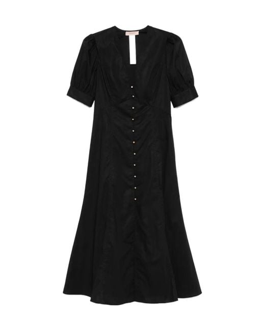 Twinset Black Button-Front Midi Dress