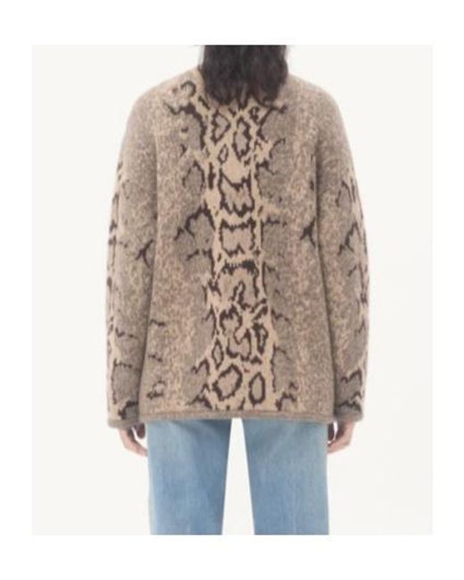 Valentino Natural Button-Up Crewneck Cardigan