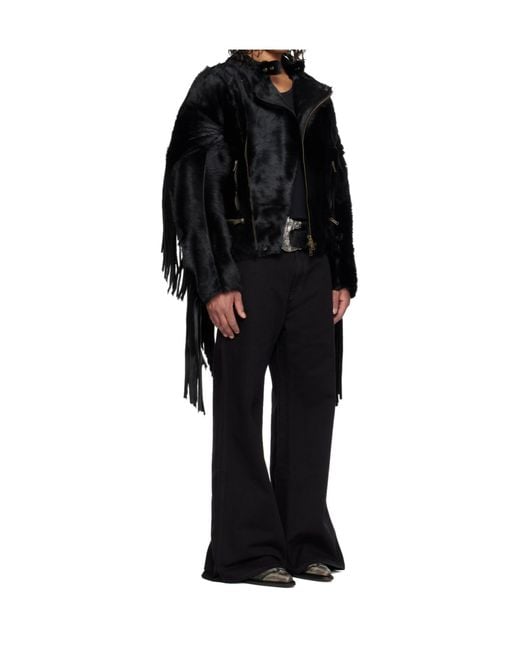 Lu'u Dan Black 'Year Of The Horse' Series Pony Moto L-D Leather Jacket for men