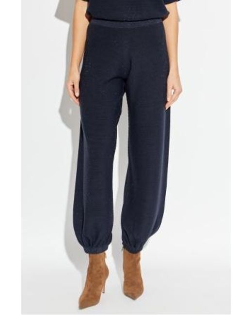 Fabiana Filippi Blue Wide-Leg Elasticated Cuff Trousers