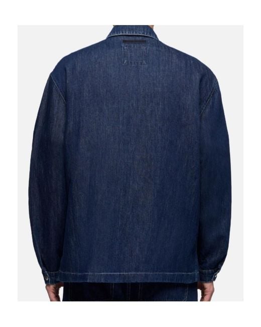 7 For All Mankind Blue Patch-Pocket Overshirt for men