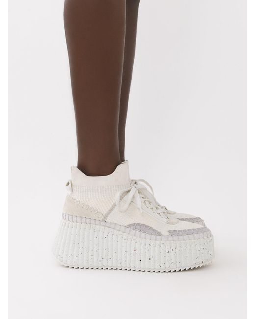 Chloé White Chloé Nama Wedge Sneakers
