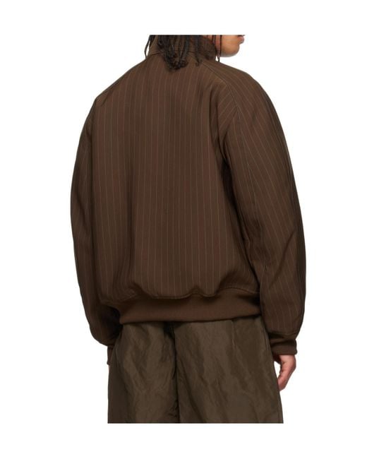 Sacai Brown Pinstripe Bomber Jacket for men
