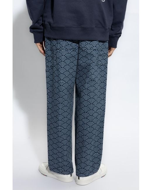 KENZO Blue All-Over Patterned Wide-Leg Jeans for men