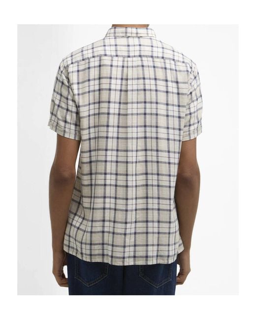 Barbour White Midfield Tartan Regular Short-Sleeved Shirt for men