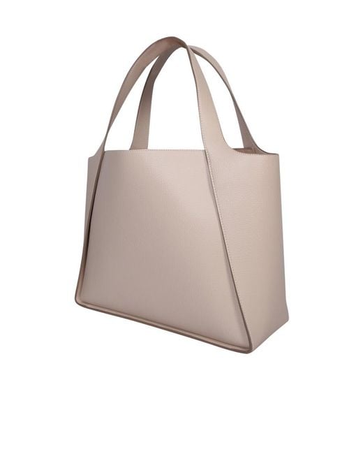 Stella McCartney Natural Logo Studded Open-Top Tote Bag