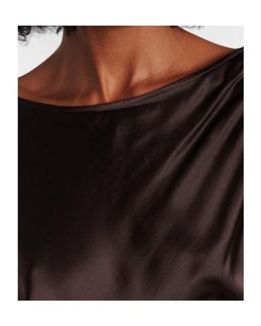 Staud Brown Freda Ruched Silk-Blend Gown