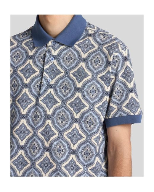 Etro Blue Geometric Patterned Regular Fit Polo Shirt for men