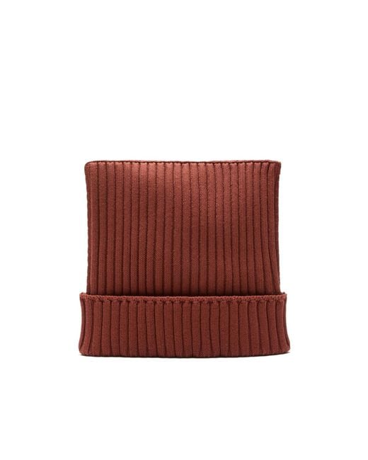 Acne Red Ribbed Beanie for men